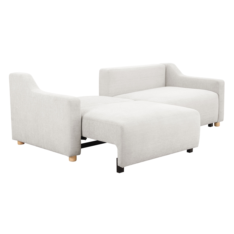 Kingfisher Lane Modern Convertible Sofa in Cream Fabric Upholstery