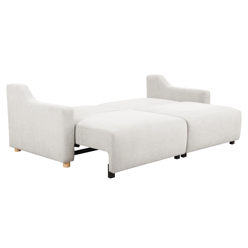 Kingfisher Lane Modern Convertible Sofa in Cream Fabric Upholstery