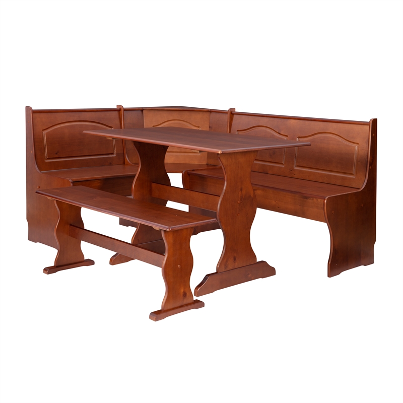 Kingfisher Lane Contemporary Wood Dining Nook Set in Walnut Finish