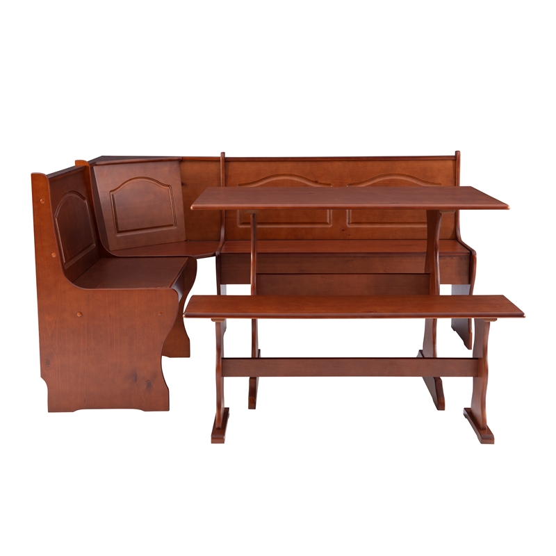 Kingfisher Lane Contemporary Wood Dining Nook Set in Walnut Finish