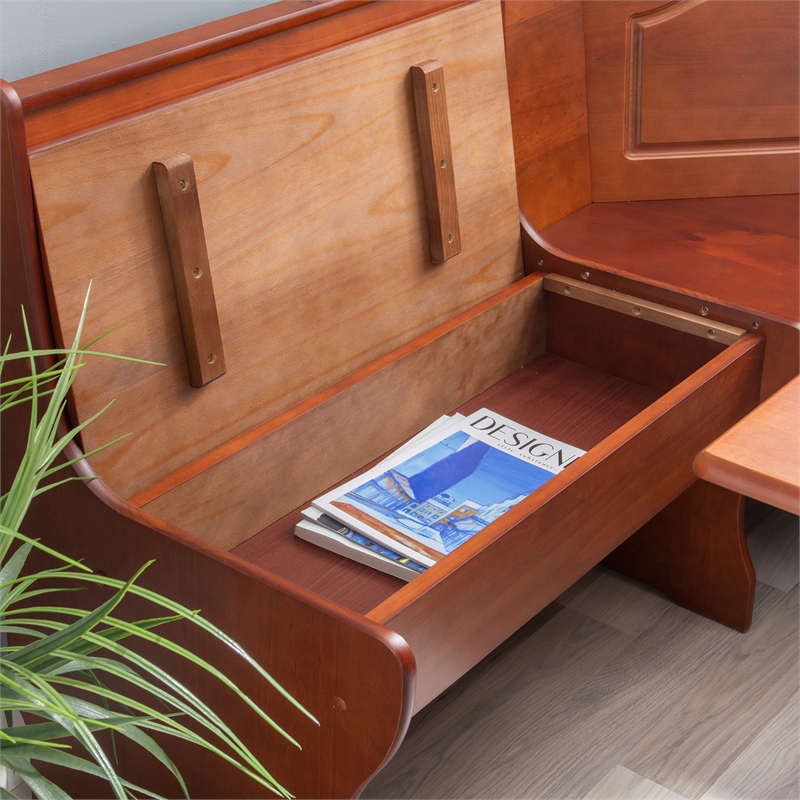 Kingfisher Lane Contemporary Wood Dining Nook Set in Walnut Finish