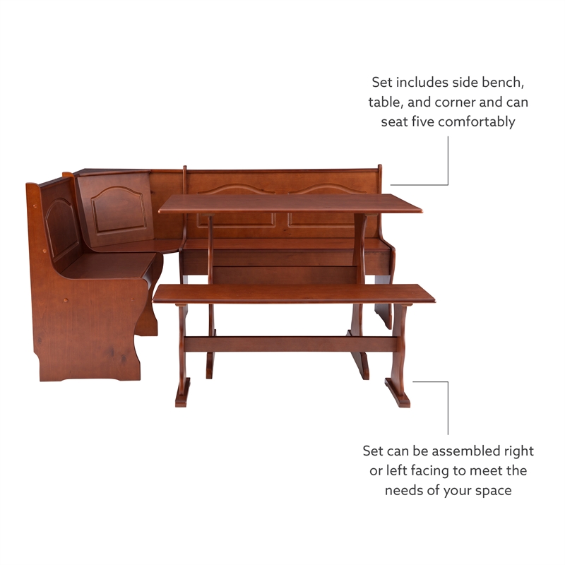 Kingfisher Lane Contemporary Wood Dining Nook Set in Walnut Finish