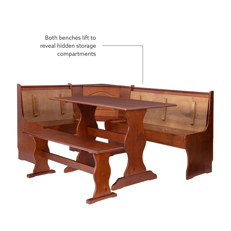 Kingfisher Lane Contemporary Wood Dining Nook Set in Walnut Finish