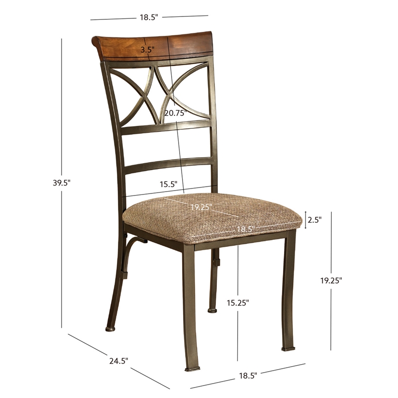 Kingfisher Lane 5 Piece Cherry Wood & Steel Dining Set in Matte Pewter & Bronze