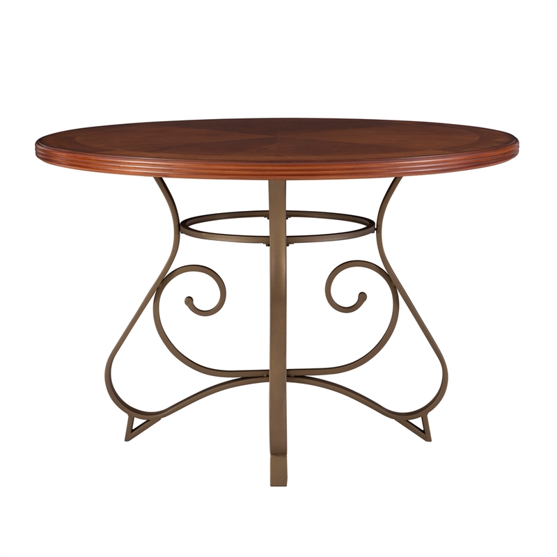 Kingfisher Lane 5PC Wood/Steel Swivel Rolling Dining Set in Matte Pewter/Bronze