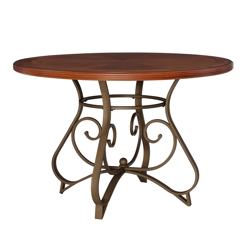 Kingfisher Lane 5PC Wood/Steel Swivel Rolling Dining Set in Matte Pewter/Bronze