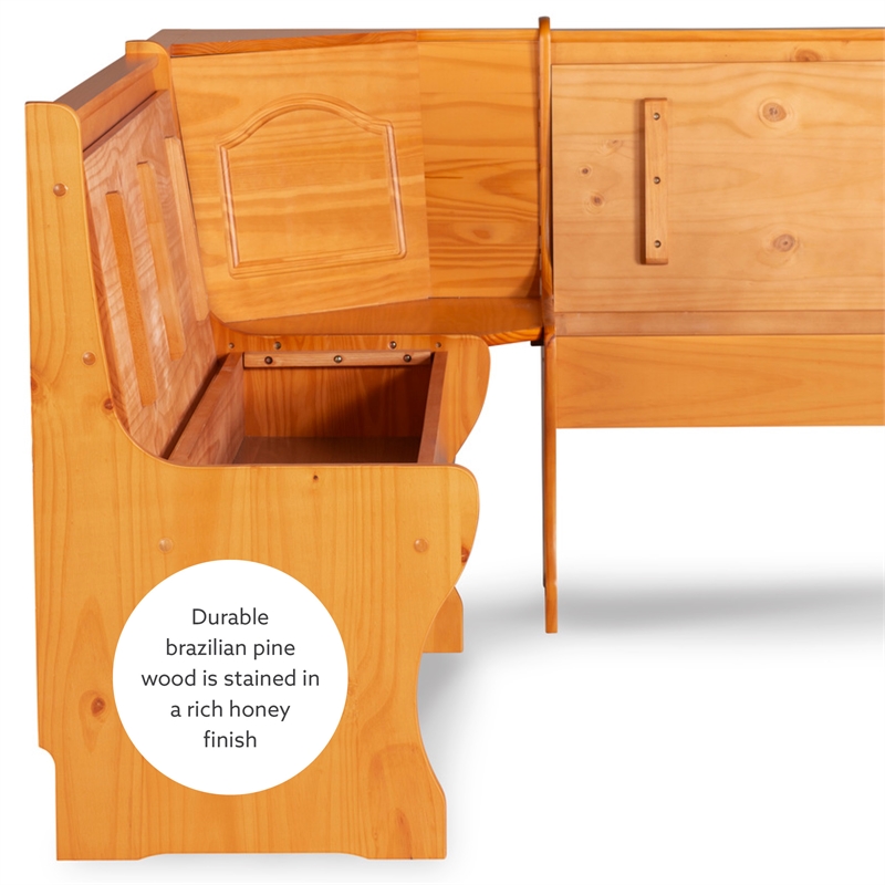 Kingfisher Lane Modern Wood Corner Dining Nook Set in Natural