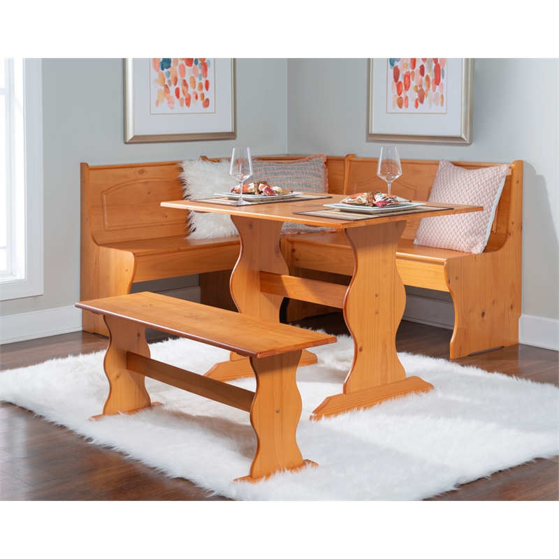 Kingfisher Lane Modern Wood Corner Dining Nook Set in Natural