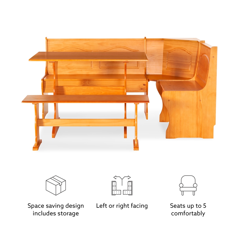 Kingfisher Lane Modern Wood Corner Dining Nook Set in Natural