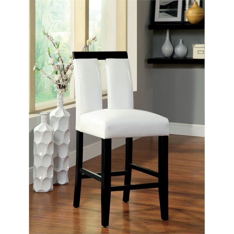Kingfisher Lane Wood 7-Piece Counter Dining Set with LED in Black