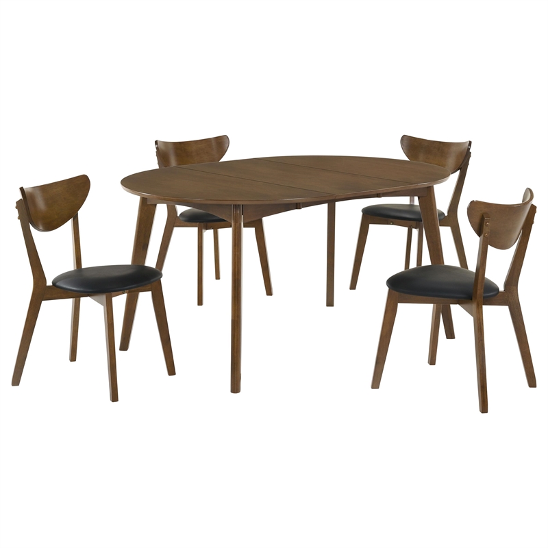 Kingfisher Lane 5-piece Wood Dining Room Set Dark Walnut and Black
