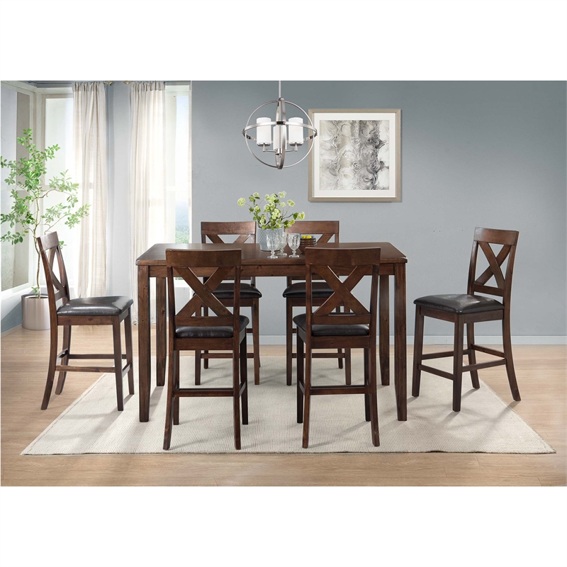 Kingfisher Lane Contemporary 7PC Dining Set in Cherry Finish