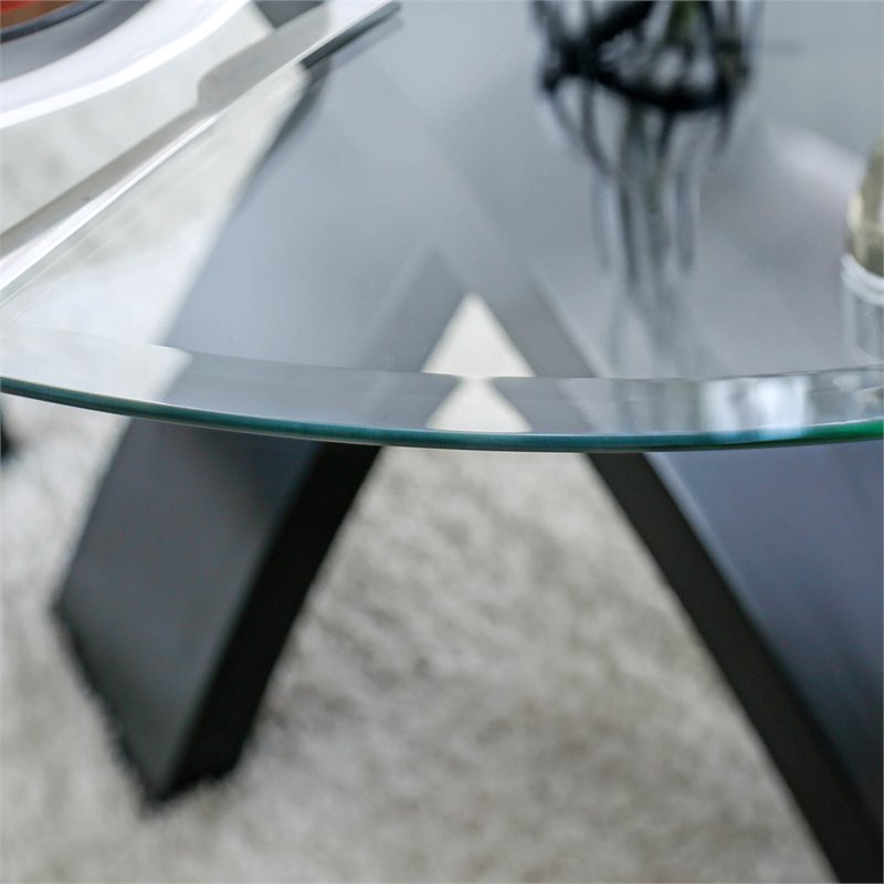 Kingfisher Lane Modern Glass 5-Piece Round Top Dining Set in Black