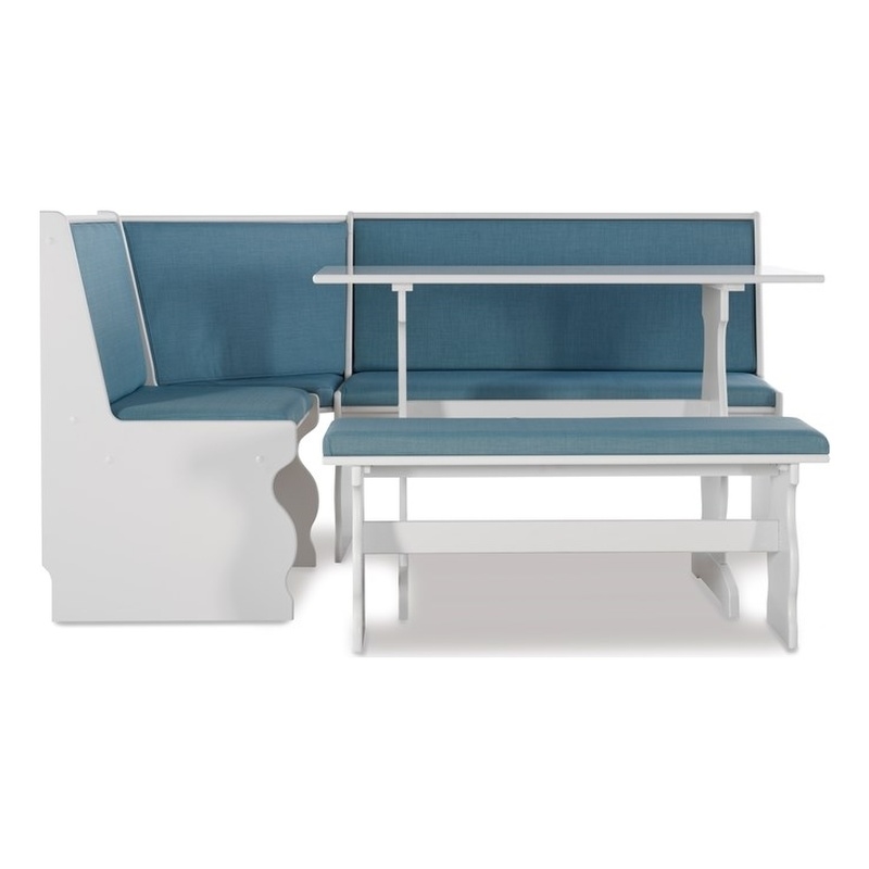 Kingfisher Lane Contemporary Wood Corner Nook Dining Set in Blue