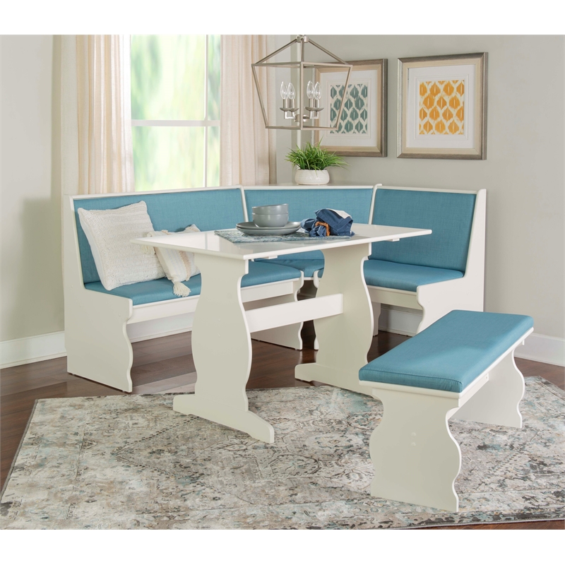 Kingfisher Lane Contemporary Wood Corner Nook Dining Set in Blue