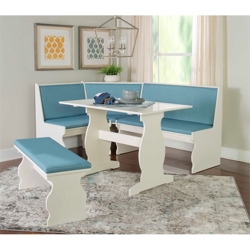 Kingfisher Lane Contemporary Wood Corner Nook Dining Set in Blue