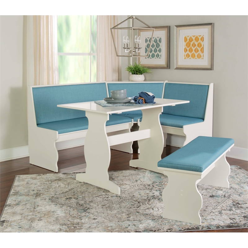Kingfisher Lane Contemporary Wood Corner Nook Dining Set in Blue