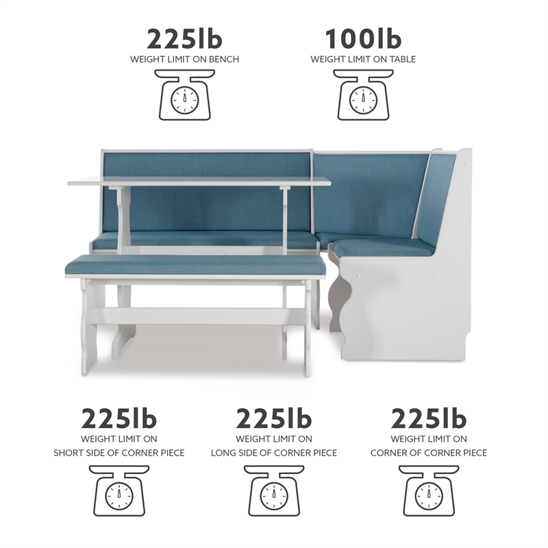 Kingfisher Lane Contemporary Wood Corner Nook Dining Set in Blue