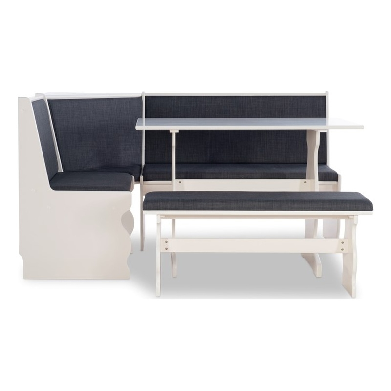 Kingfisher Lane Wood Corner Breakfast Nook Dining Set in Charcoal Gray