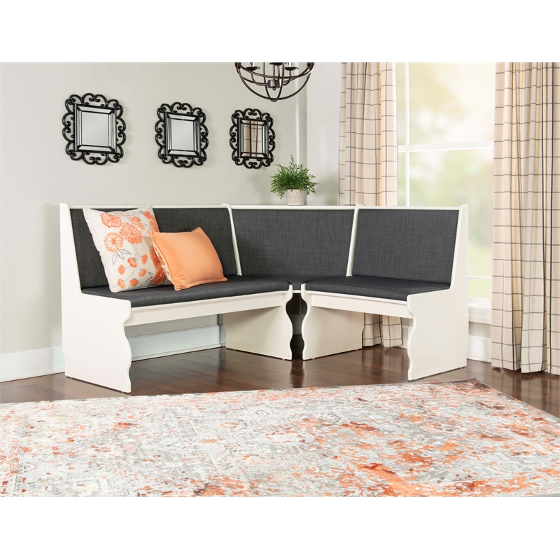 Kingfisher Lane Wood Corner Breakfast Nook Dining Set in Charcoal Gray