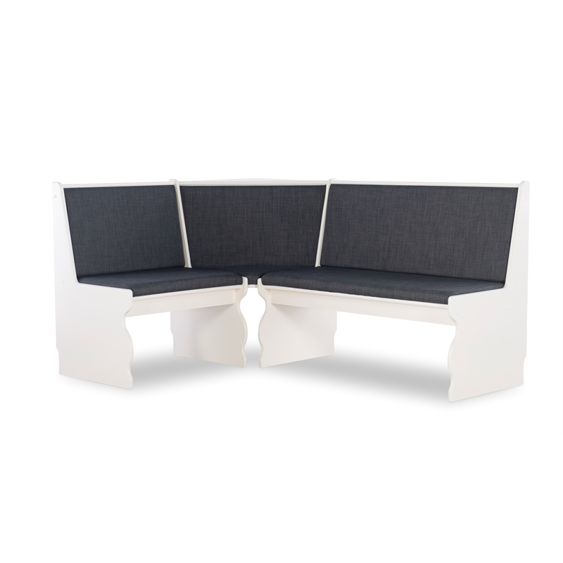 Kingfisher Lane Wood Corner Breakfast Nook Dining Set in Charcoal Gray