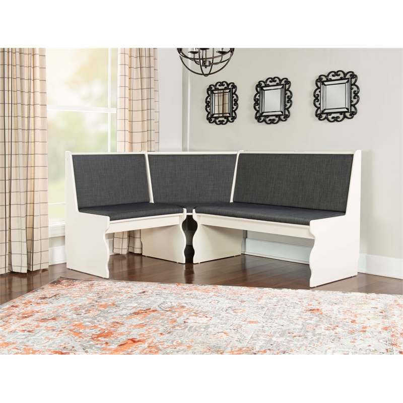 Kingfisher Lane Wood Corner Breakfast Nook Dining Set in Charcoal Gray