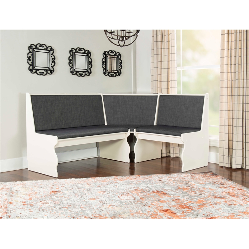 Kingfisher Lane Wood Corner Breakfast Nook Dining Set in Charcoal Gray