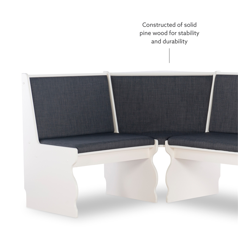 Kingfisher Lane Wood Corner Breakfast Nook Dining Set in Charcoal Gray