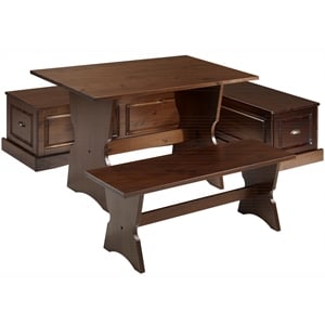 Kingfisher Lane Wood Backless 3 Piece Dining Nook with Storage in Brown