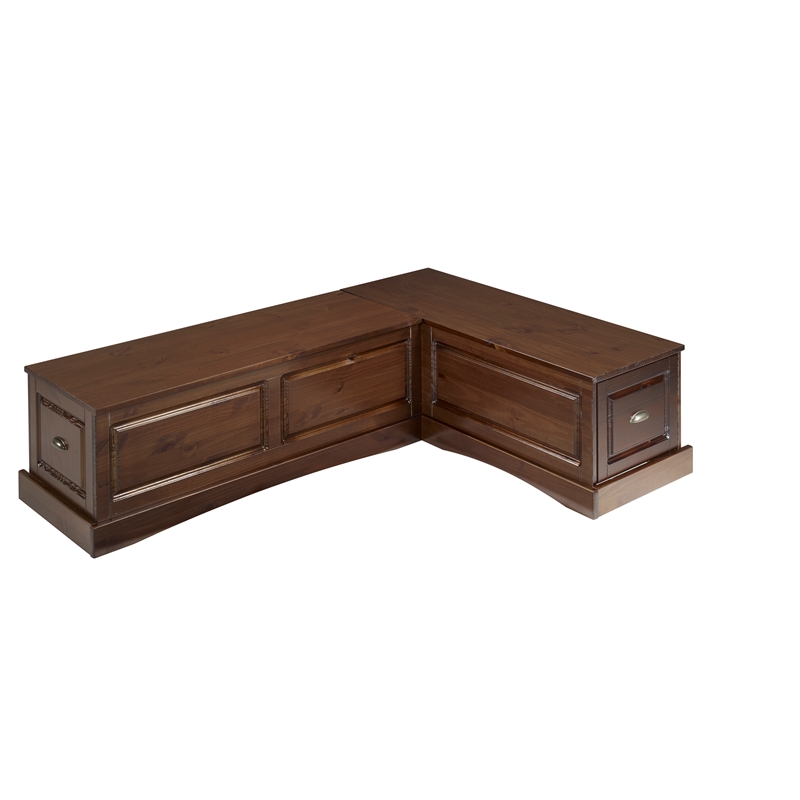 Kingfisher Lane Wood Backless 3 Piece Dining Nook with Storage in Brown