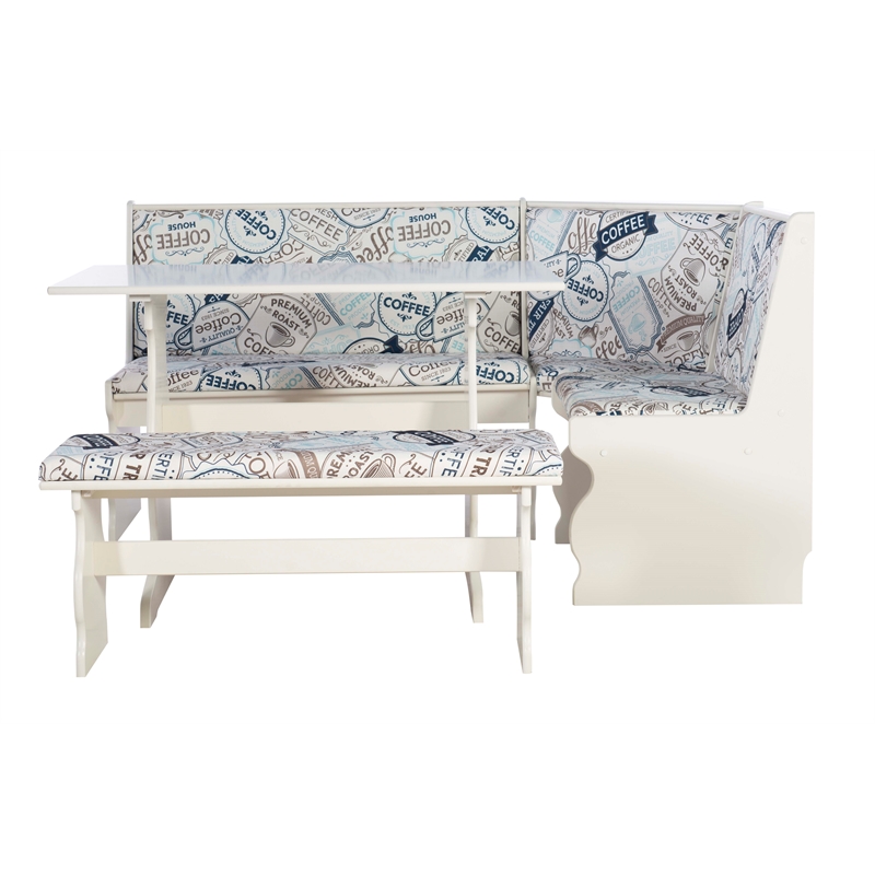 Kingfisher Lane Contemporary Wood Corner Nook Dining Set in White