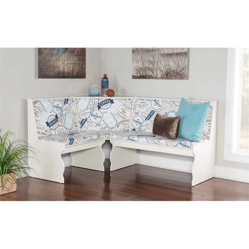 Kingfisher Lane Contemporary Wood Corner Nook Dining Set in White
