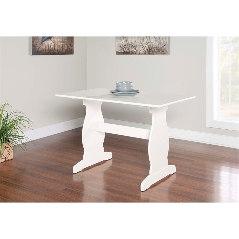 Kingfisher Lane Contemporary Wood Corner Nook Dining Set in White
