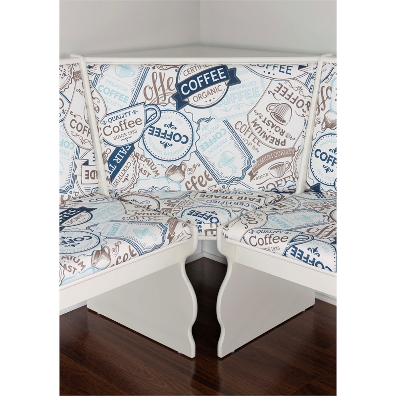 Kingfisher Lane Contemporary Wood Corner Nook Dining Set in White