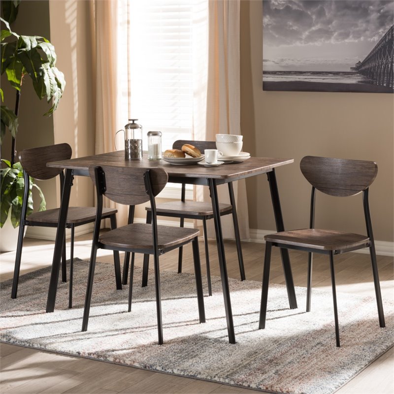 Kingfisher Lane 5 Piece Modern Dining Set in Brown and Black