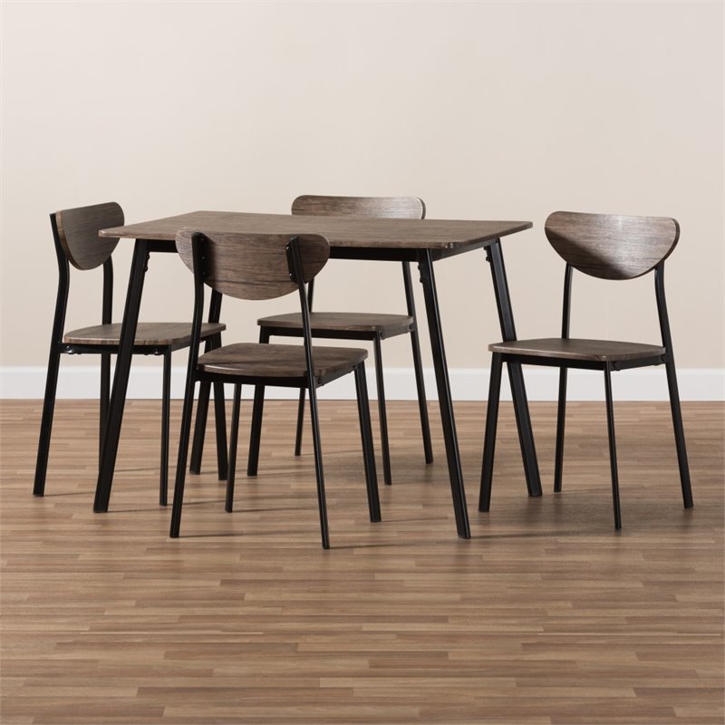 Kingfisher Lane 5 Piece Modern Dining Set in Brown and Black