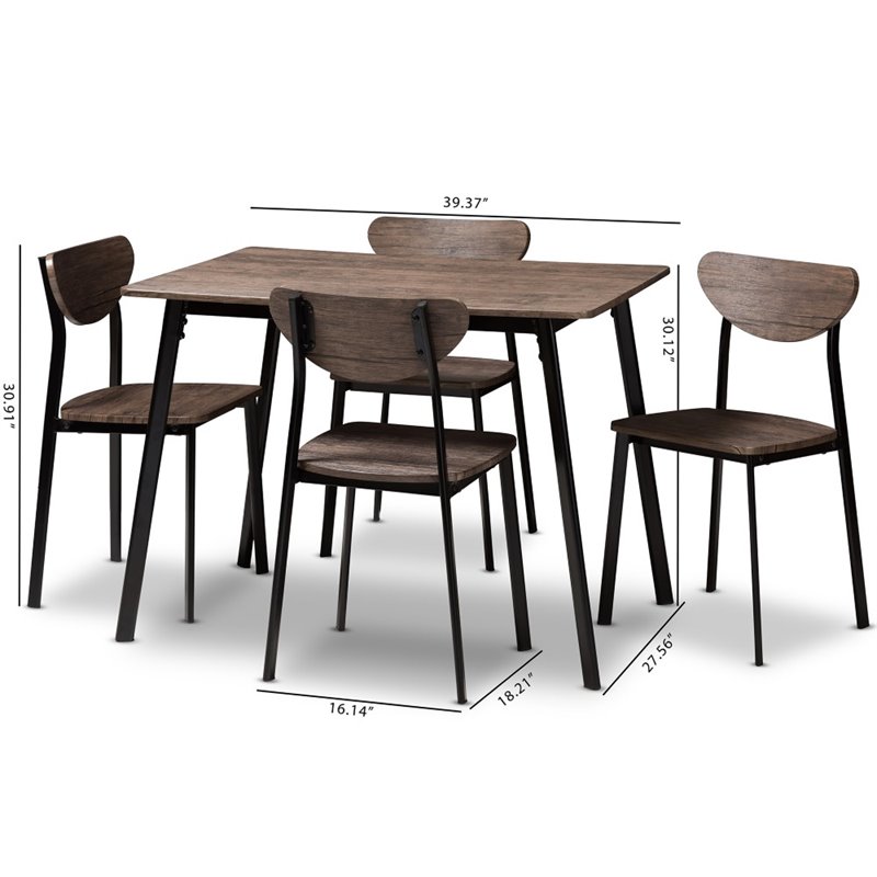 Kingfisher Lane 5 Piece Modern Dining Set in Brown and Black