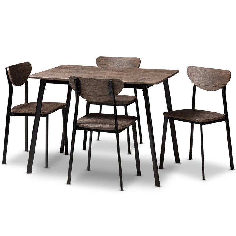 Kingfisher Lane 5 Piece Modern Dining Set in Brown and Black
