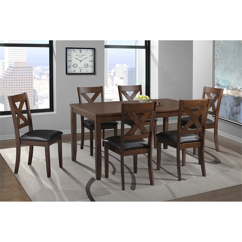 Kingfisher Lane Modern 7PC Standard Height Dining Set in Cherry