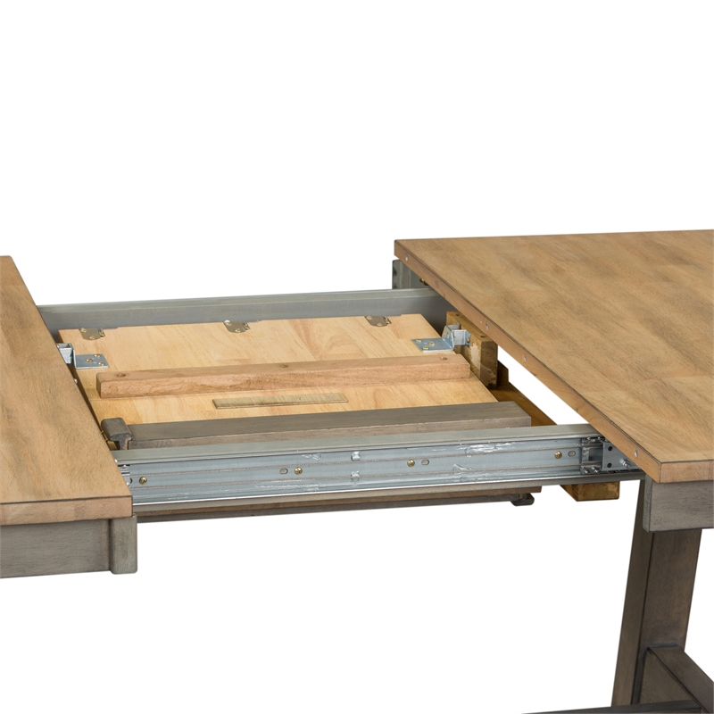 Kingfisher Lane Modern Farm Light Gray 6 Piece Trestle Table Set