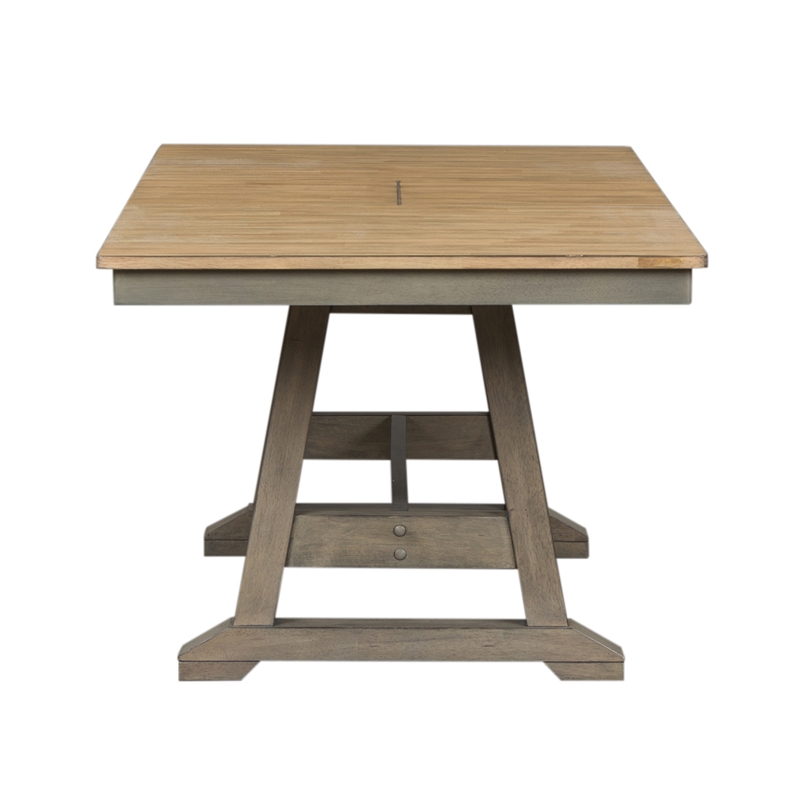 Kingfisher Lane Modern Farm Light Gray 6 Piece Trestle Table Set