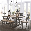 Kingfisher Lane Modern Farm Light Gray 6 Piece Trestle Table Set