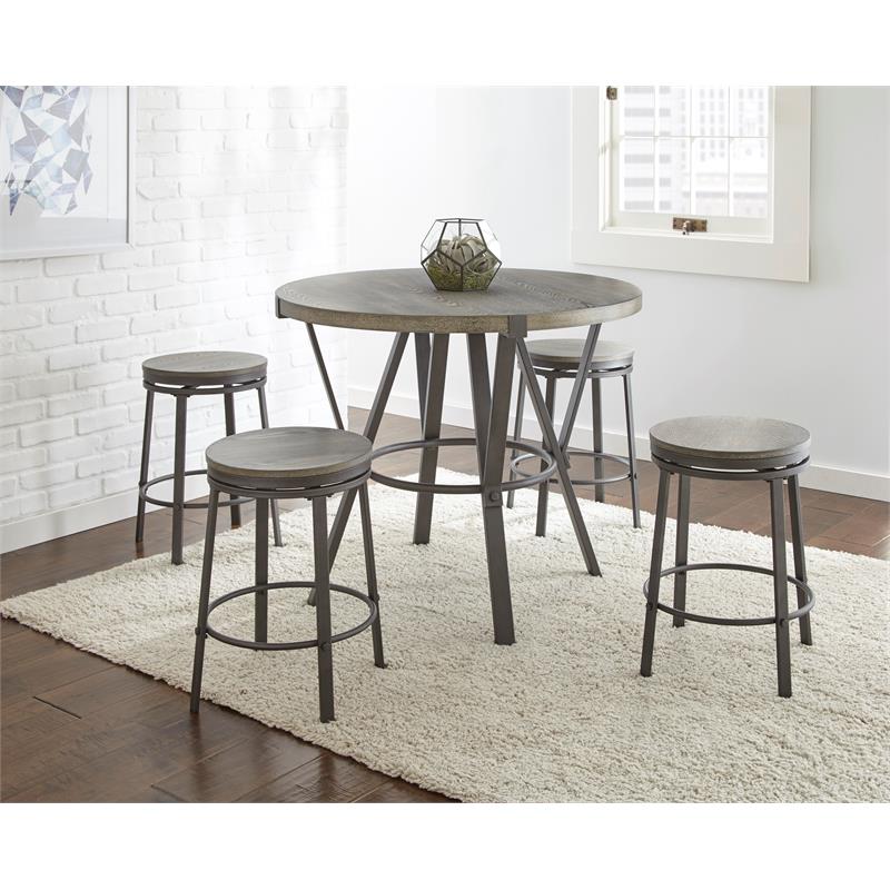 Kingfisher Lane 5 Piece Counter Height Dining Set in Gray and Brown