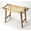 Kingfisher Lane Contemporary Wood and Rattan Stool in Natural