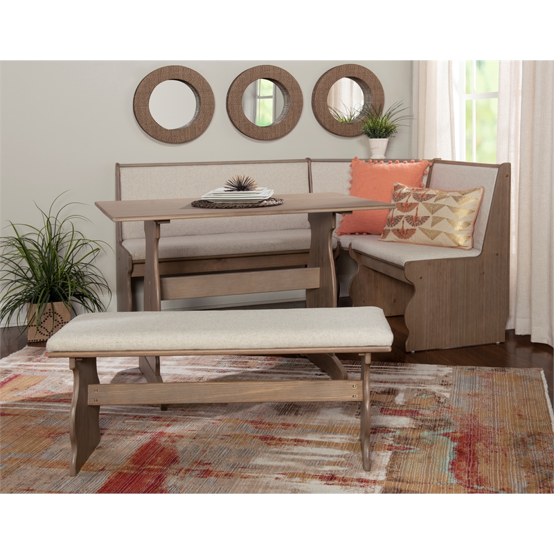 Kingfisher Lane Transitional Wood Corner Nook Dining Set in Brown