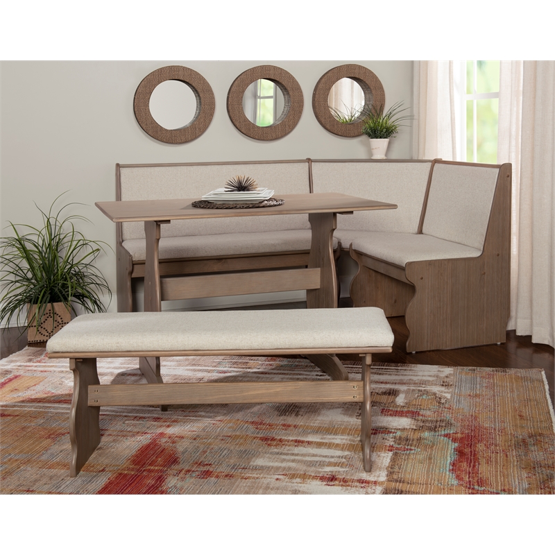 Kingfisher Lane Transitional Wood Corner Nook Dining Set in Brown