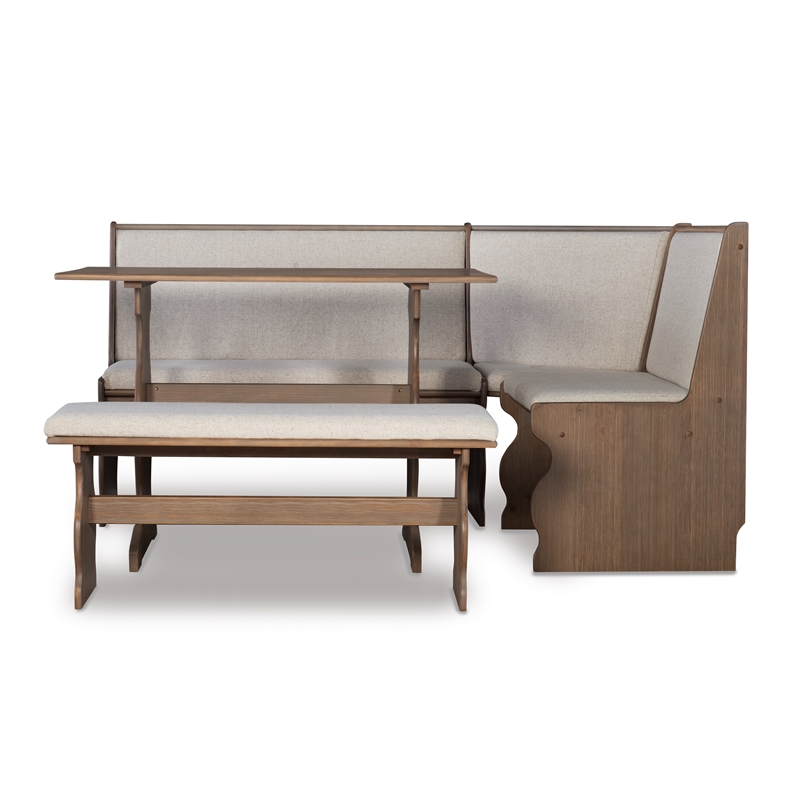 Kingfisher Lane Transitional Wood Corner Nook Dining Set in Brown