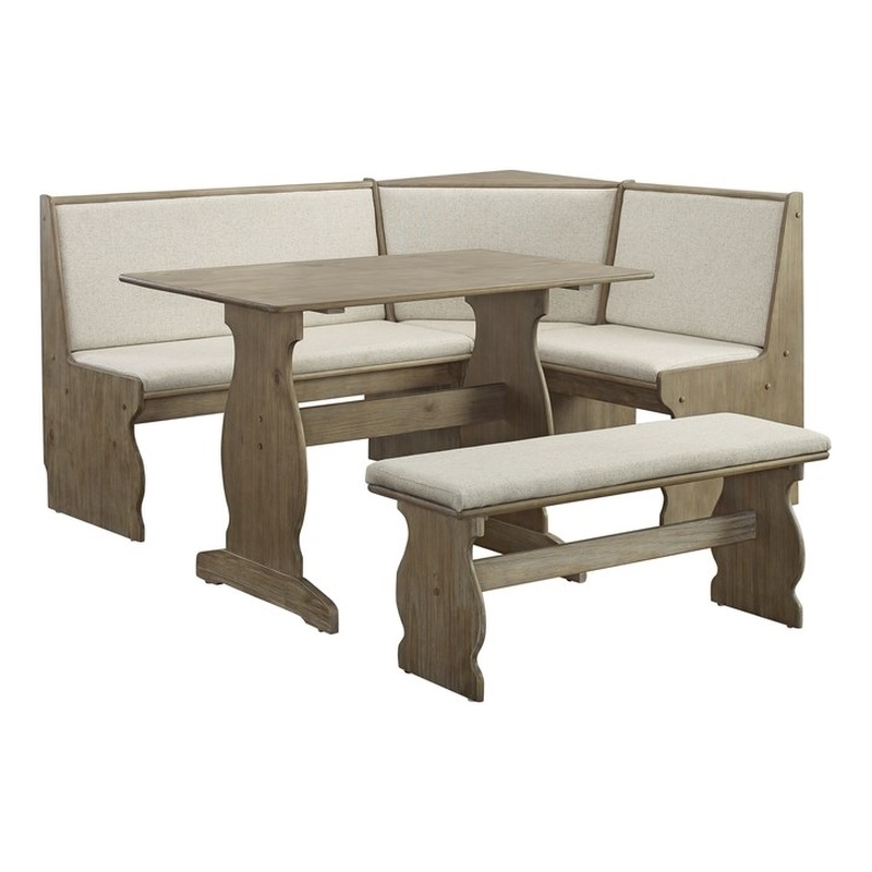 Kingfisher Lane Transitional Wood Corner Nook Dining Set in Brown
