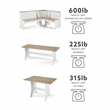 Kingfisher Lane Contemporary Dining Nook Set in Antique White