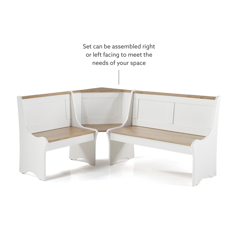 Kingfisher Lane Contemporary Dining Nook Set in Antique White